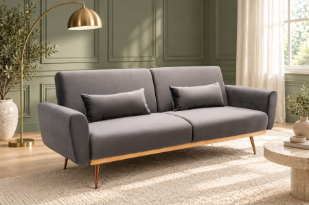 Canapele - Canapea Amadeo 211x83x85 cm Rabatabila Catifea Gri