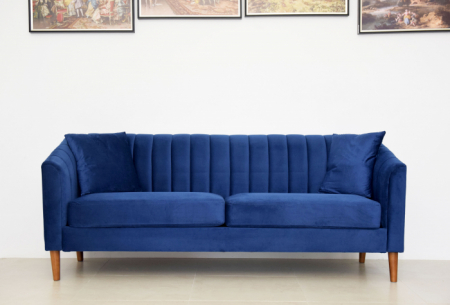 Canapea Belle 208x80x85 cm Material Catifea Albastru [6]