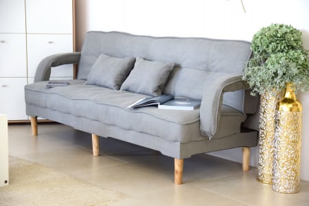 Canapea Clara 200x78x62 cm Rabatabila Stofa Gri Deschis [3]