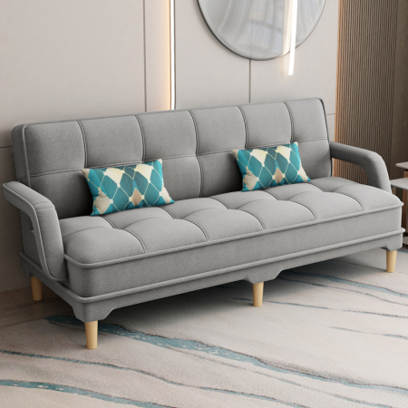 Canapele - Canapea Clara 200x78x62 cm Rabatabila Stofa Gri Deschis