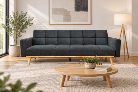 Canapele - Canapea Dallas 214x84x84 cm Rabatabila Stofa Dark Grey