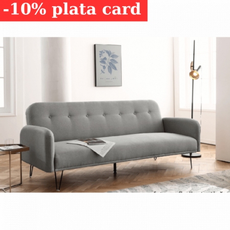 Canapele - Canapea Every-Day 200x80x76 Rabatabila Catifea Light Grey