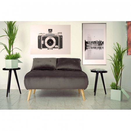 Canapele - Canapea Extensibila 123x77x190 cm Catifea Dark Grey