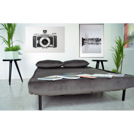 Canapea Extensibila 123x77x190 cm Catifea Dark Grey [1]