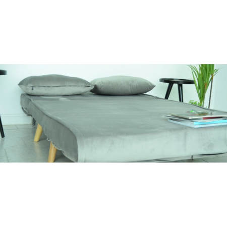 Canapea Extensibila 123x77x190 cm Catifea Light Grey [4]