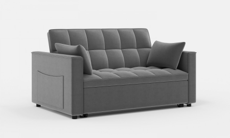 Canapea 140x77x90 cm Extensibila 2 locuri Model One Tapiterie Catifea Gri Inchis [4]