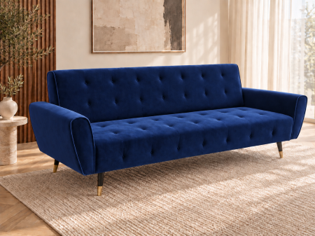 Canapele - Canapea Glamour 219x84x81 cm Rabatabila Catifea Albastru