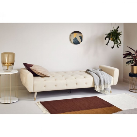 Canapea Glamour 219x84x81 cm Rabatabila Catifea Crem [1]