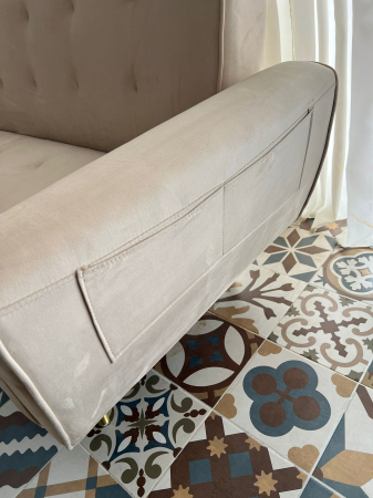 Canapea Glamour 219x84x81 cm Rabatabila Catifea Crem [2]