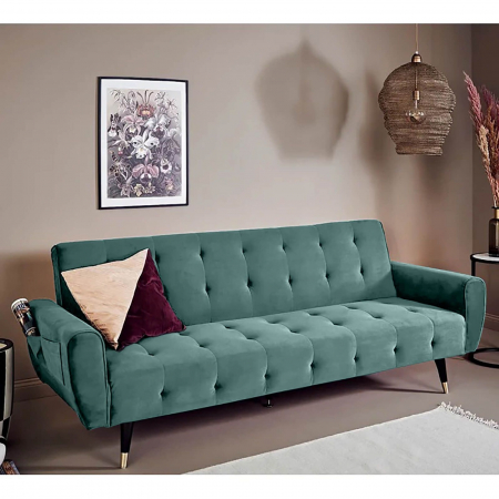 Produse - Canapea Glamour 219x84x81 cm Rabatabila Catifea Turcoaz