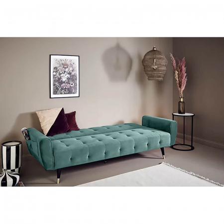 Canapea Glamour 219x84x81 cm Rabatabila Catifea Turcoaz [1]