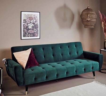 Produse - Canapea Glamour 219x84x81 cm Rabatabila Catifea Verde