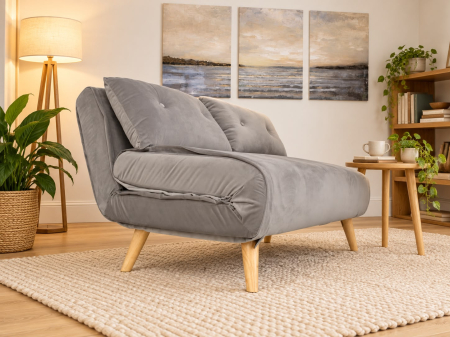 Canapele - Canapea Extensibila 123x77x190 cm Catifea Light Grey