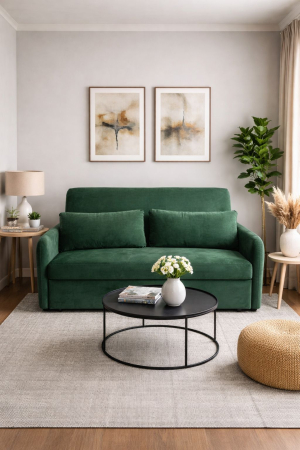 Canapele - Canapea Sunny Extensibila 170x90x90 cm Tapiterie Catifea Velvet Verde