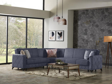 Canapele - Coltar Kayra 310x90x250 cm Lada Depozitare Tapitat Catifea Nuanta Gri