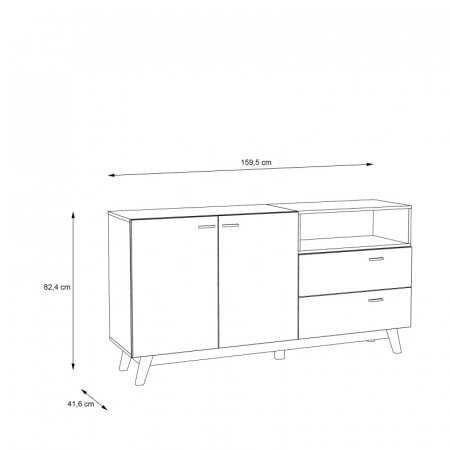 Comoda Nova 159.5x82.4x41 cm Nuanta Sonoma/Negru [5]