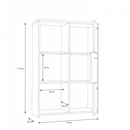 Comodă Tisa 77x112x29 cm Nuanta Alb/Sonoma [7]