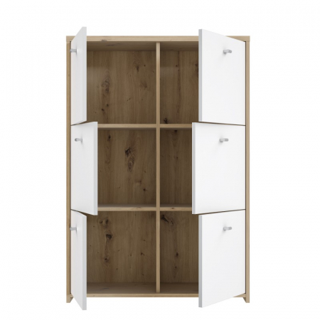 Comodă Tisa 77x112x29 cm Nuanta Alb/Sonoma [4]
