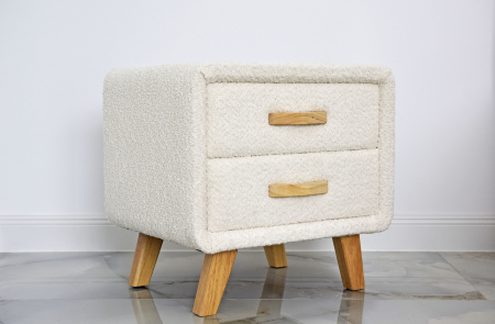 Noptiera ML-NS-2 Tapitata Stofa Teddy Nuanta Alb [1]