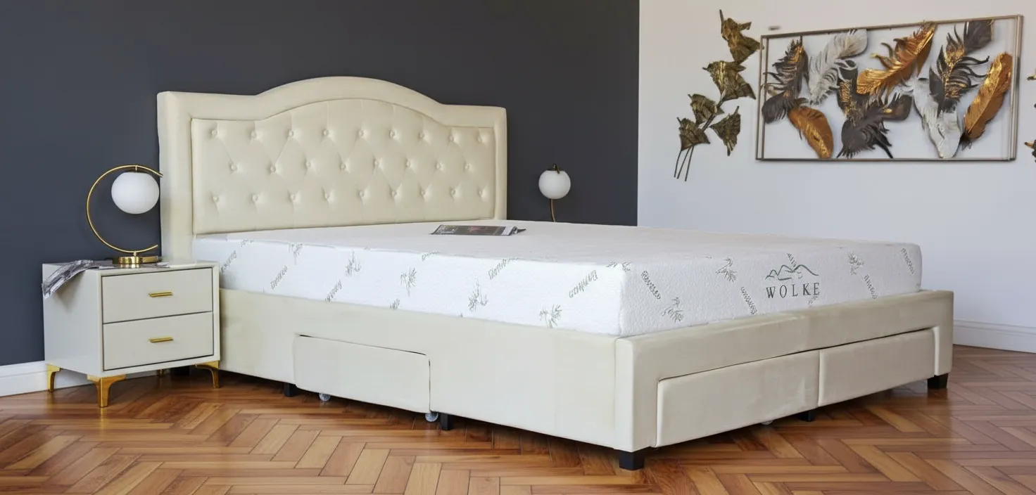 Paturi - Pat Terasino cu 4 sertare 160x200 cm Tapitat Catifea Verde