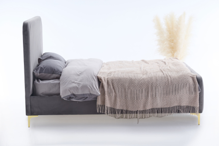 Pat+2 Noptiere Melinda 160x200 cm Tapitat Catifea Gri [4]