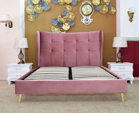 Pat Almera 160x200 cm Tapitat Catifea Burgundy Somiera Inclusa [4]