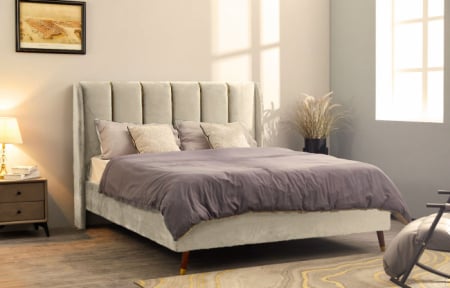 Paturi - Pat Belmonde 160x200 cm Tapitat Catifea Grey Somiera Inclusa