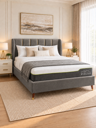 Paturi - Pat Belmonde 160x200 cm Tapitat Catifea Grey Somiera Inclusa