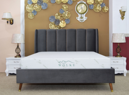 Paturi - Pat Belmonde 180x200 cm Tapitat Catifea Grey Somiera Inclusa