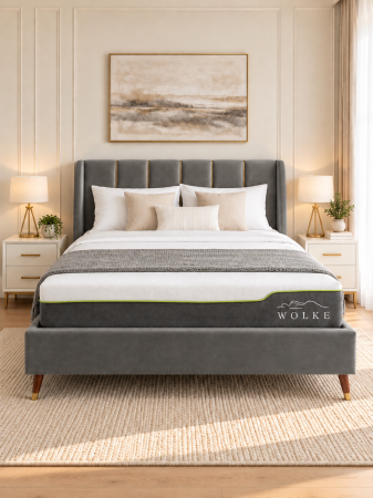 Paturi - Pat Belmonde 180x200 cm Tapitat Catifea Grey Somiera Inclusa
