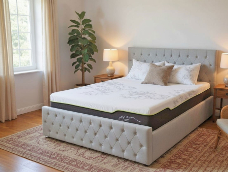 Paturi - Pat Bravo 160x200 cm Lada Depozitare Tapitat Catifea Gri Somiera Inclusa