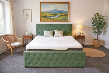 Pat Bravo 180x200 cm Lada Depozitare Tapitat Catifea Verde Somiera Inclusa [2]