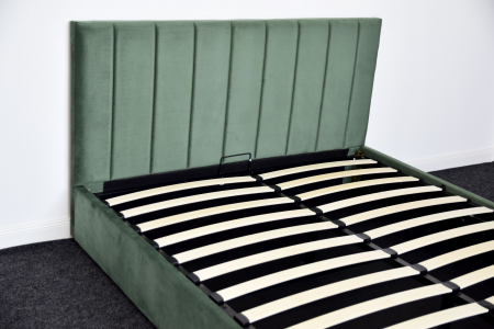 Pat Celine 160x200 cm Lada Depozitare Tapitat Catifea Nuanta Verde Somiera Inclusa MB32 [5]