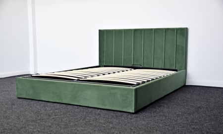 Pat Celine 180x200 cm Lada Depozitare Tapitat Catifea Nuanta Verde Somiera Inclusa MB32 [4]