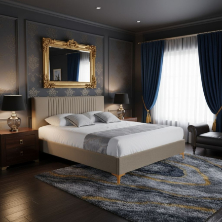 Paturi - Pat Elegance 160x200 cm Tapitat Catifea Camel