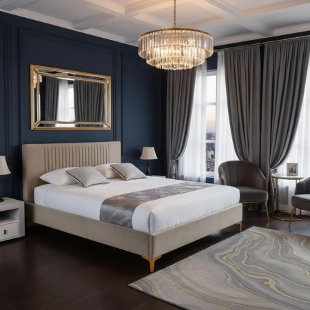 Paturi - Pat Elegance 160x200 cm Tapitat Catifea Camel