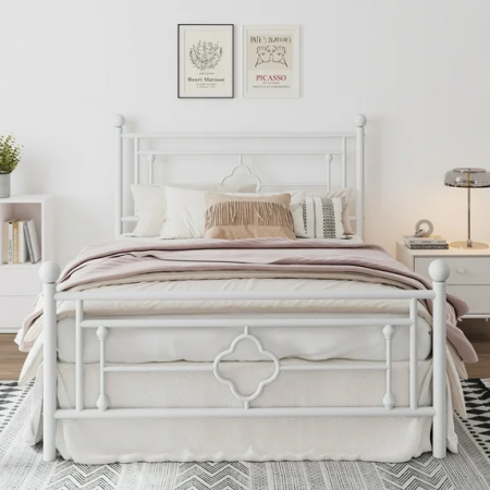 Pat Home Metalic 160x200 cm Nuanta Alb Somiera Inclusa MB26 [1]