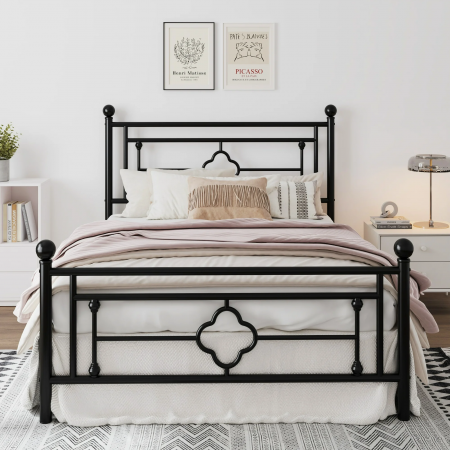 Paturi - Pat Home Metalic 160x200 cm Nuanta Negru Somiera Inclusa MB26