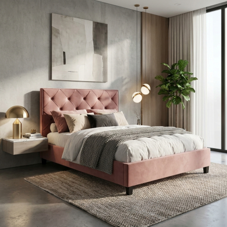 Produse - Pat Hypnotic 180x200 cm Tapitat Catifea Roz