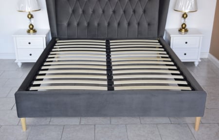 Pat Lora 160x200 cm Tapitat Catifea Gri Somiera Inclusa [5]