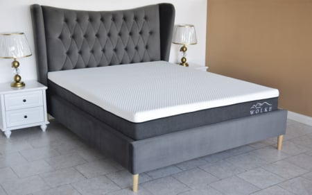 Pat Lora 160x200 cm Tapitat Catifea Gri Somiera Inclusa [2]