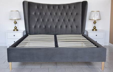 Pat Lora 160x200 cm Tapitat Catifea Gri Somiera Inclusa [6]