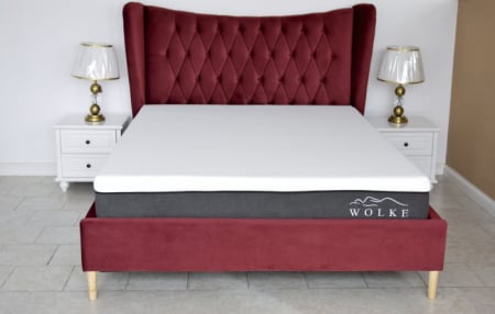 Pat Lora 180x200 cm Tapitat Catifea Magenta Somiera Inclusa [5]