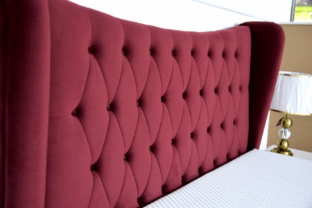 Pat Lora 180x200 cm Tapitat Catifea Magenta Somiera Inclusa [1]