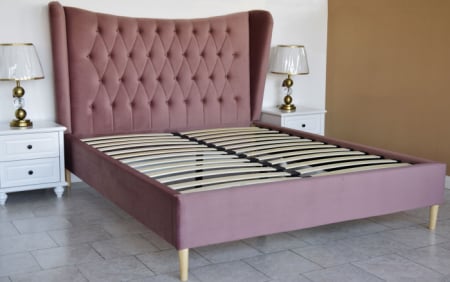Pat Lora 180x200 cm Tapitat Catifea Roz Somiera Inclusa [3]