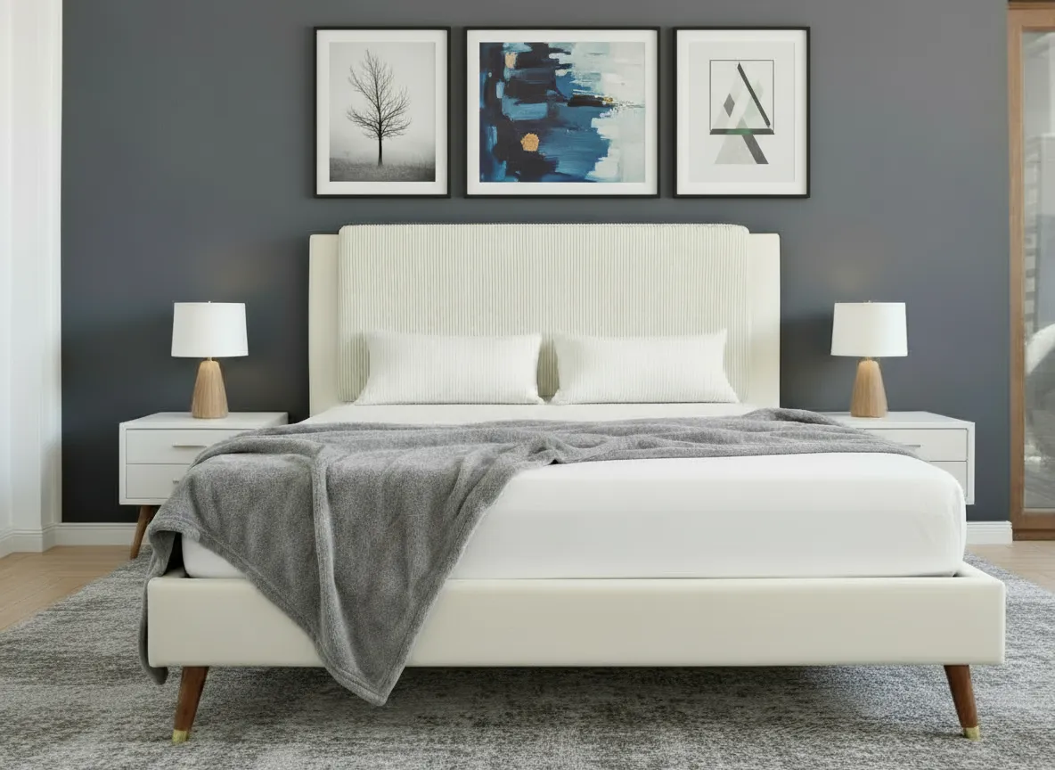 Produse - Pat Lyra 180x200 cm Tapitat Catifea Crem Somiera Inclusa Ml 2432