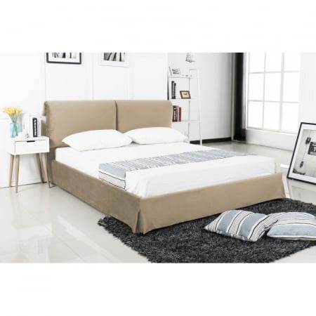 Paturi - Pat Majestic 160x200 cm Tapitat Catifea Camel