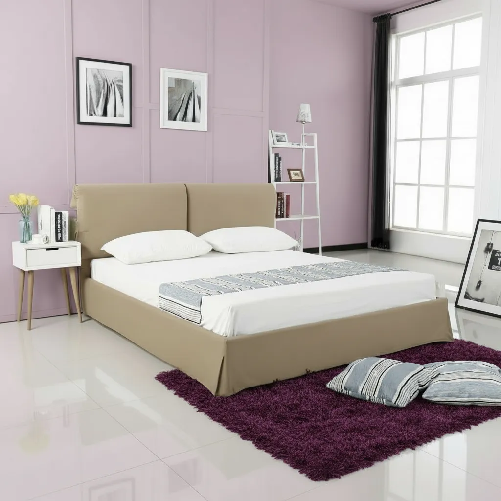 Paturi - Pat Majestic 160x200 cm Tapitat Catifea Camel