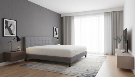 Paturi - Pat Mali 160x200 cm Tapitat Stofa Gri Somiera Inclusa (cod L8)