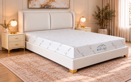 Paturi - Pat Marvis 160x200 cm Tapitat Catifea Nuanta Crem Somiera Inclusa (cod 8211)